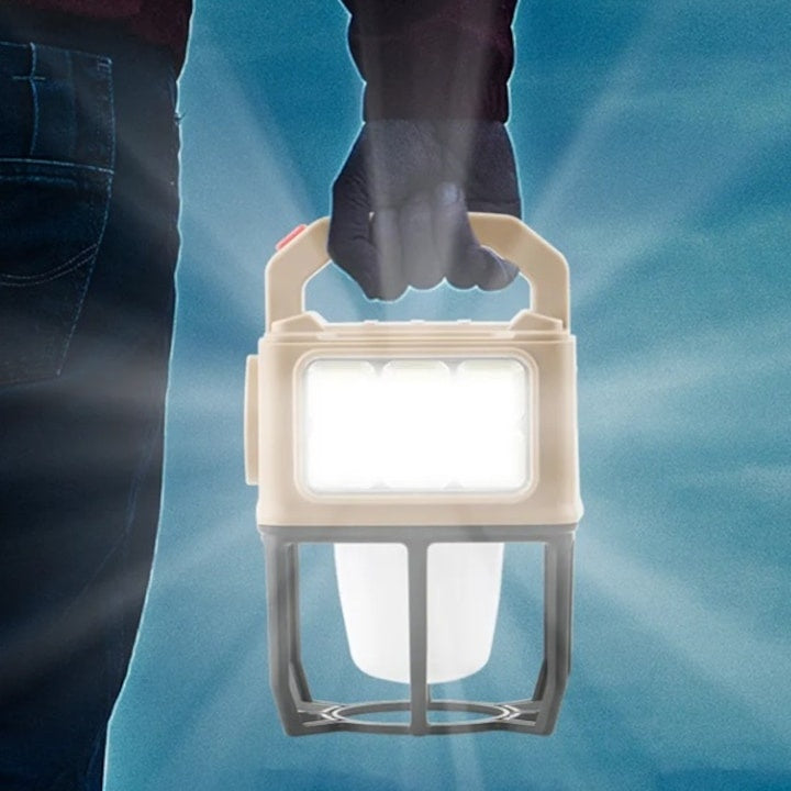 Lanterna solara tip felinar, 2 tipuri de led cu 3 pozitii de luminat, dimensiuni 20X12X12 cm, lumina calda/rece, crem