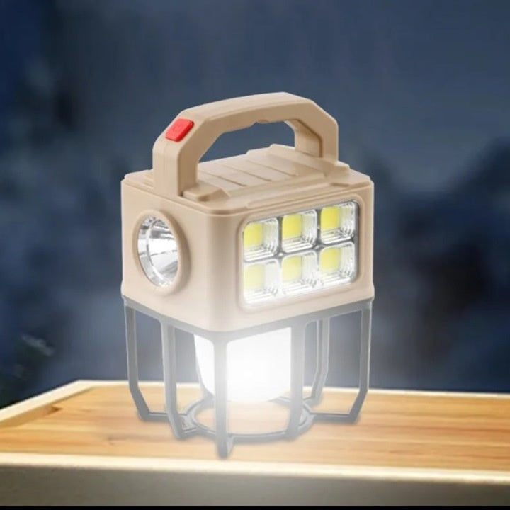 Lanterna solara tip felinar, 2 tipuri de led cu 3 pozitii de luminat, dimensiuni 20X12X12 cm, lumina calda/rece, crem