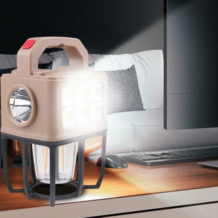 Lanterna solara tip felinar, 2 tipuri de led cu 3 pozitii de luminat, dimensiuni 20X12X12 cm, lumina calda/rece, crem