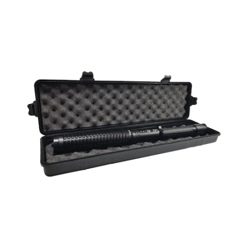 Lanterna tip baston, cu electrosoc, din aluminiu, lungime 35cm, puterea electrosocului 10.000Kw, se alimenteaza cu 2 acumulatori, negru