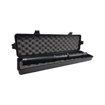 Lanterna tip baston, cu electrosoc, din aluminiu, lungime 35cm, puterea electrosocului 10.000Kw, se alimenteaza cu 2 acumulatori, negru