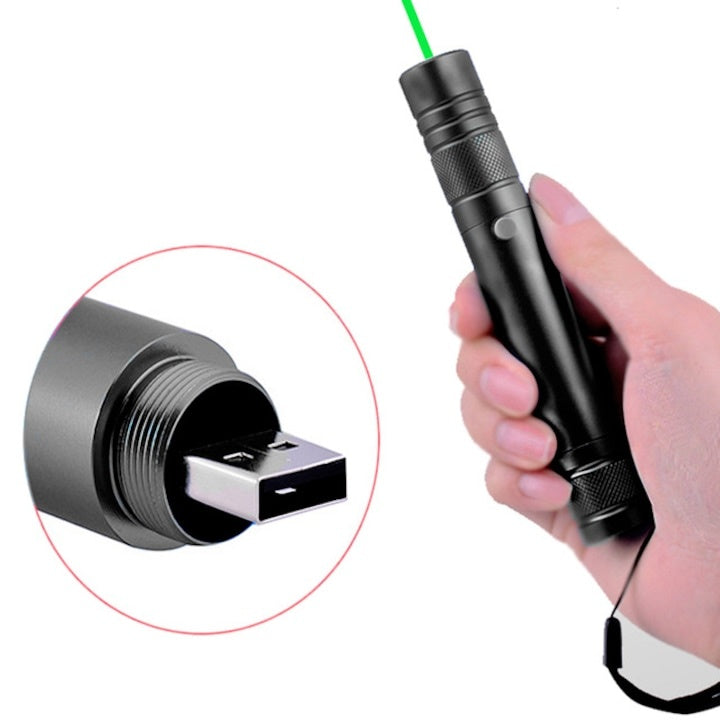 Laser Pointer Incarcare Cu USB, Raza De Actiune Pana La 10 km, PPR, verde