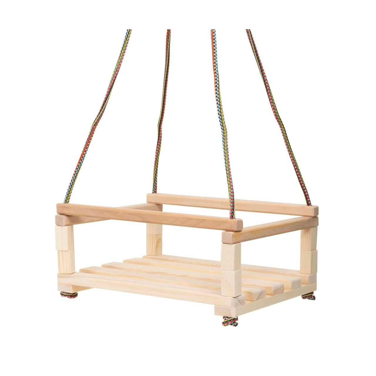 Leagan din lemn pentru copii, 40x30cm, cu franghii reglabile si inele fixare