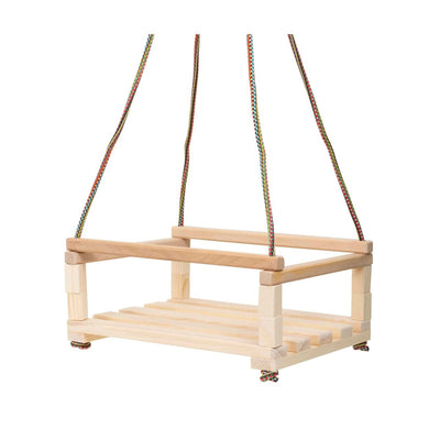 Leagan din lemn pentru copii, 40x30cm, cu franghii reglabile si inele fixare