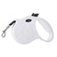 Lesa retractabila pentru caini, franare si blocare cu o singura mana, 5 m, ABS/Nylon, Alb