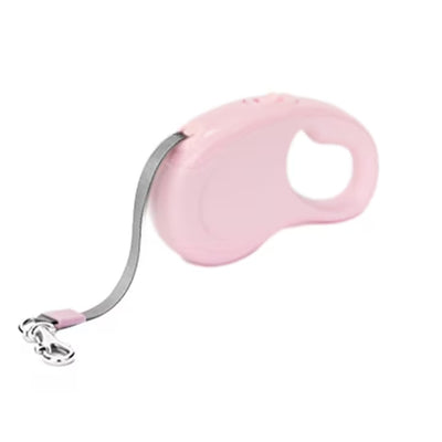 Lesa retractabila pentru caini, franare si blocare cu o singura mana, ABS/Nylon, 3 m, Roz
