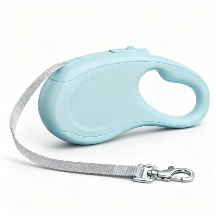Lesa retractabila pentru caini, franare si blocare cu o singura mana, ABS/Nylon, 3 m, Albastru