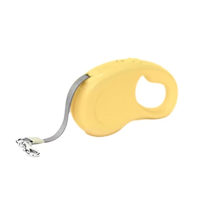 Lesa retractabila pentru caini, franare si blocare cu o singura mana, ABS/Nylon, 5 m, Galben