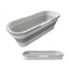 Lighean pliabil dreptunghiular, portabil, capacitate 8 L, dimensiuni 56 x 25.5 x 17 cm, cu 4 rotile mici pentru transport, usor de depozitat si curatat, alb/gri