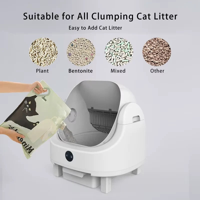 Litiera smart, curatare automata pentru pisici, capacitate 8 L, control din aplicatie
