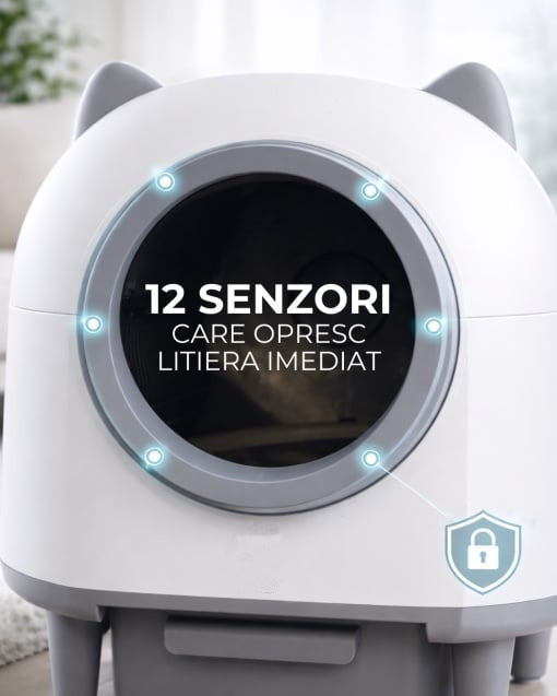 Litiera smart, curatare automata pentru pisici, control din aplicatie, capacitate 8 L