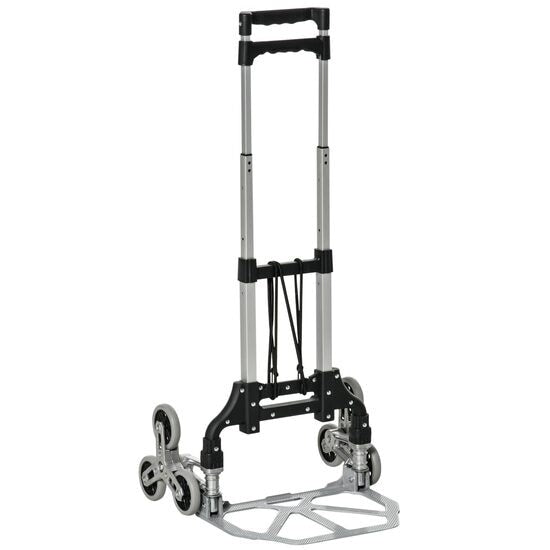 Liza multifunctionala extensibila, pentru carat bagaje si greutati, maxim kg 75, cu 6 roti, din metal, inaltime 63-100 cm, argintiu/negru