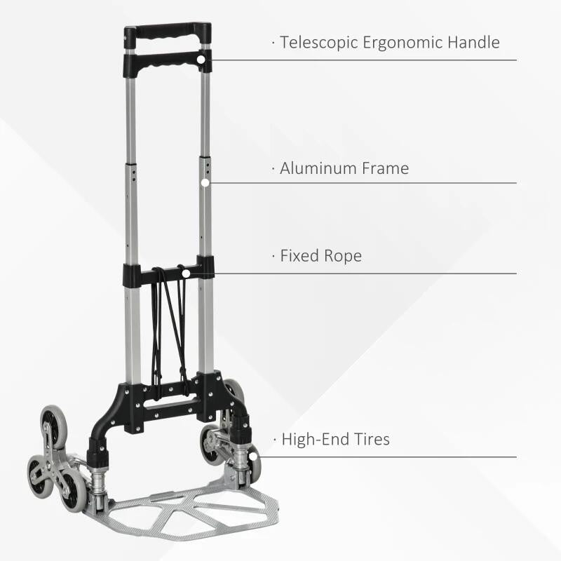 Liza multifunctionala extensibila, pentru carat bagaje si greutati, maxim kg 75, cu 6 roti, din metal, inaltime 63-100 cm, argintiu/negru