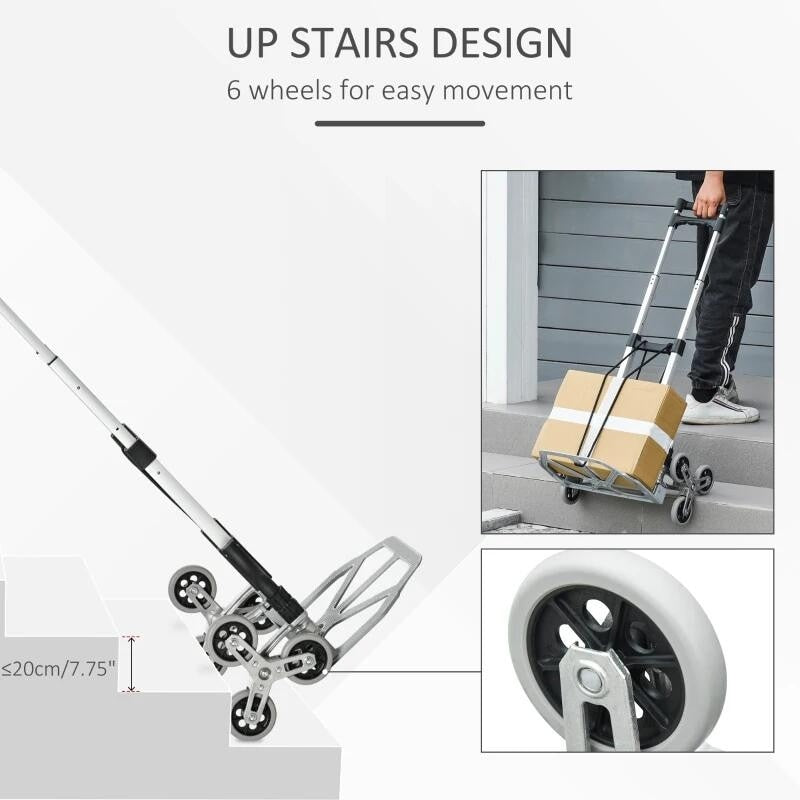 Liza multifunctionala extensibila, pentru carat bagaje si greutati, maxim kg 75, cu 6 roti, din metal, inaltime 63-100 cm, argintiu/negru