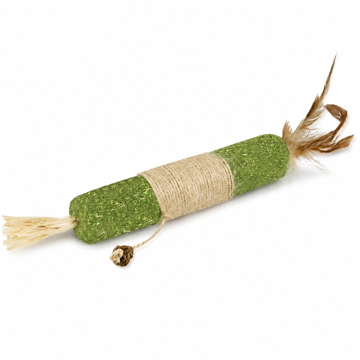 Jucărie de Ros pentru Pisici cu Catnip, Sisal și Pene, Verde / Natural