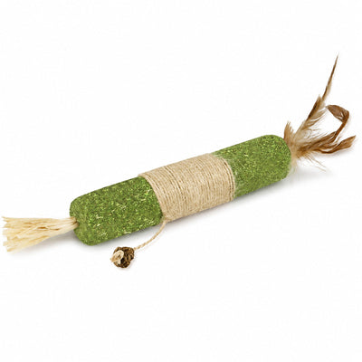 Jucărie de Ros pentru Pisici cu Catnip, Sisal și Pene, Verde / Natural
