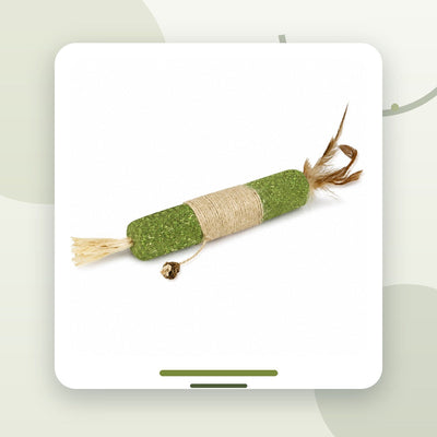 Jucărie de Ros pentru Pisici cu Catnip, Sisal și Pene, Verde / Natural – imagine 2