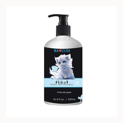 Șampon pentru Pisici BAOLUQI, Blană Pufoasă și Suplă, 500 ml, Flacon Negru / Albastru