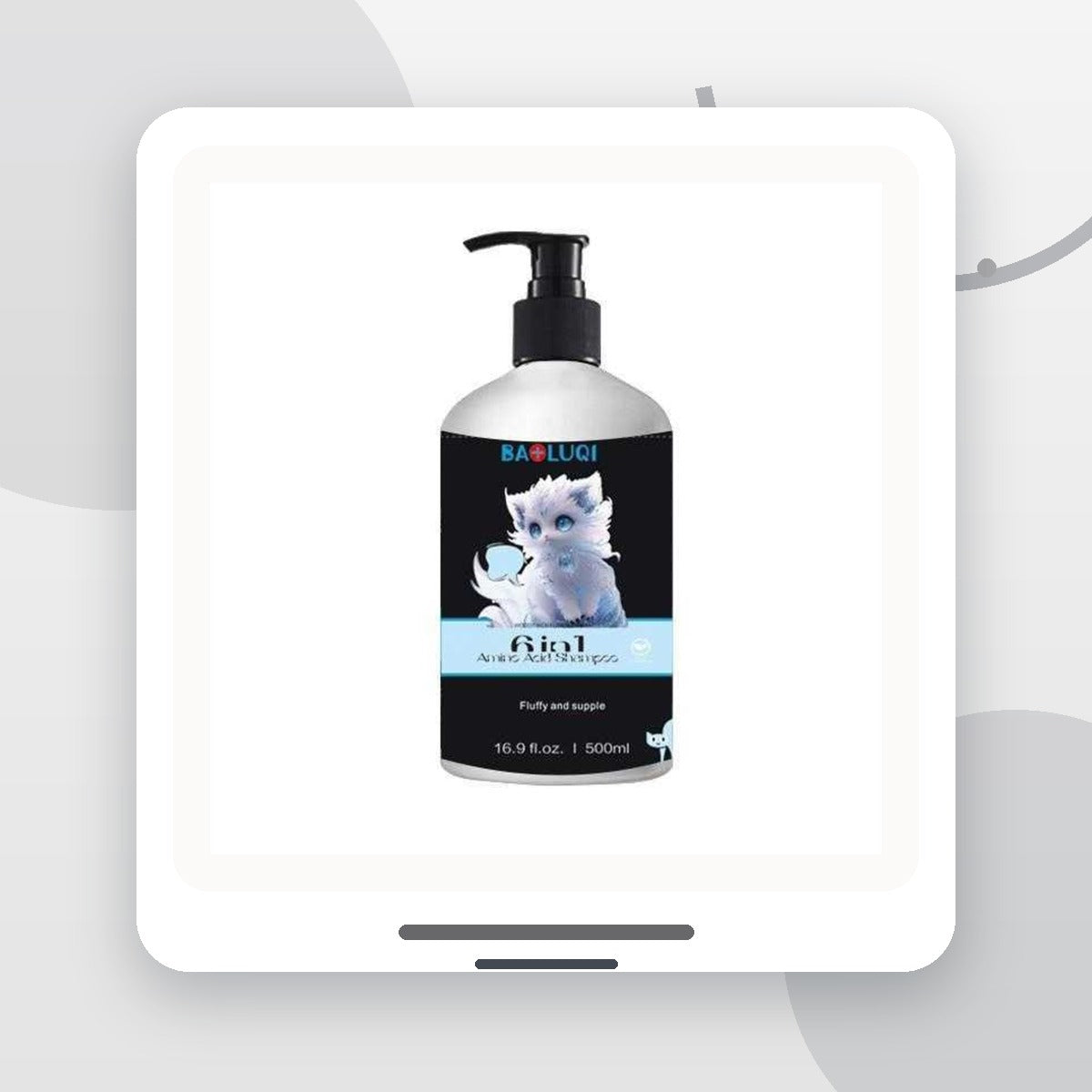 Șampon pentru Pisici BAOLUQI, Blană Pufoasă și Suplă, 500 ml, Flacon Negru / Albastru – imagine 2