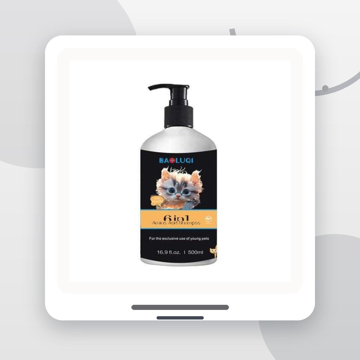 Șampon Delicat pentru Pisoi BAOLUQI, Îngrijire Blândă, 500 ml, Flacon Negru / Portocaliu – imagine 2
