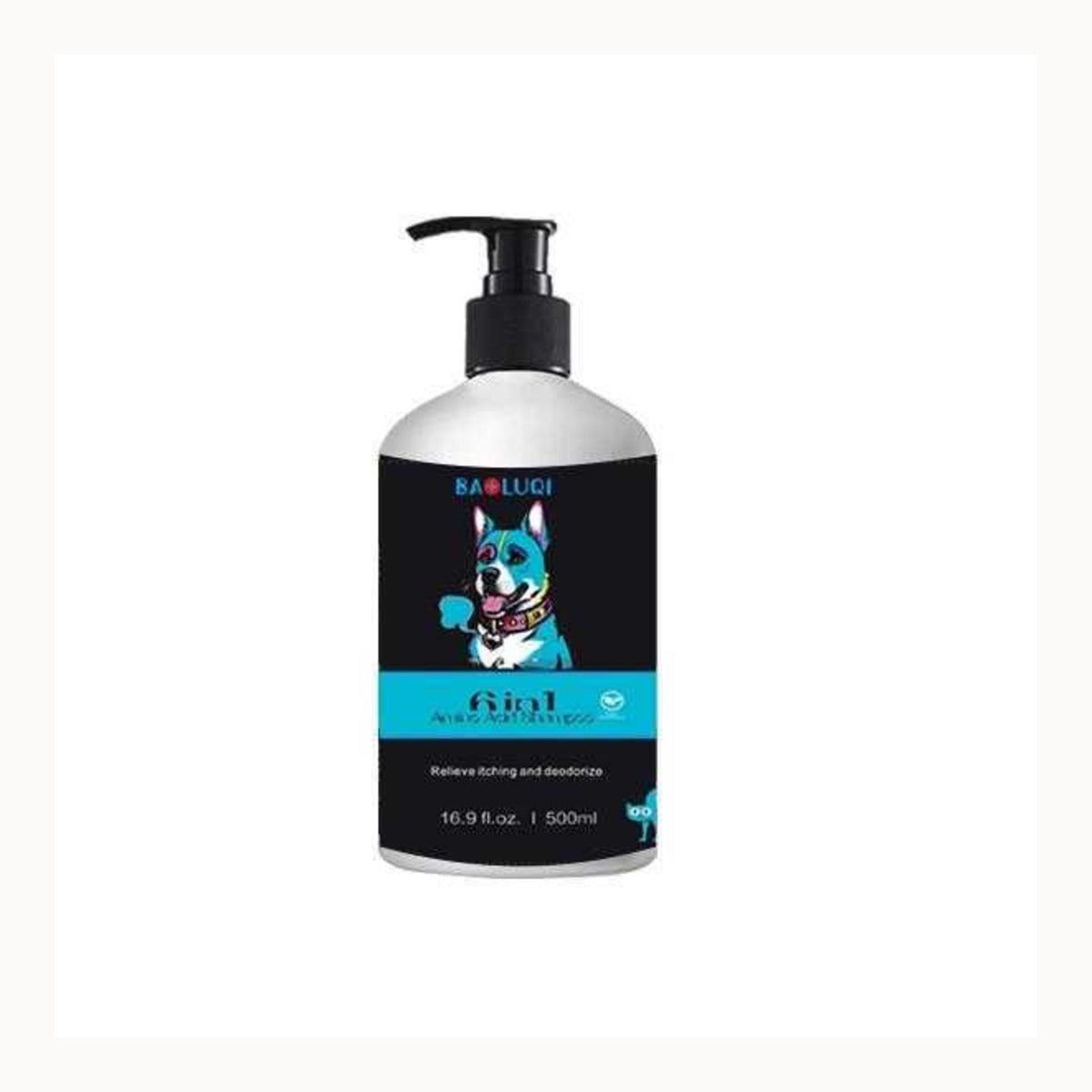 sampon pentru Caini BAOLUQI, Curatare si Dezodorizare, 500 ml, Flacon Negru / Albastru