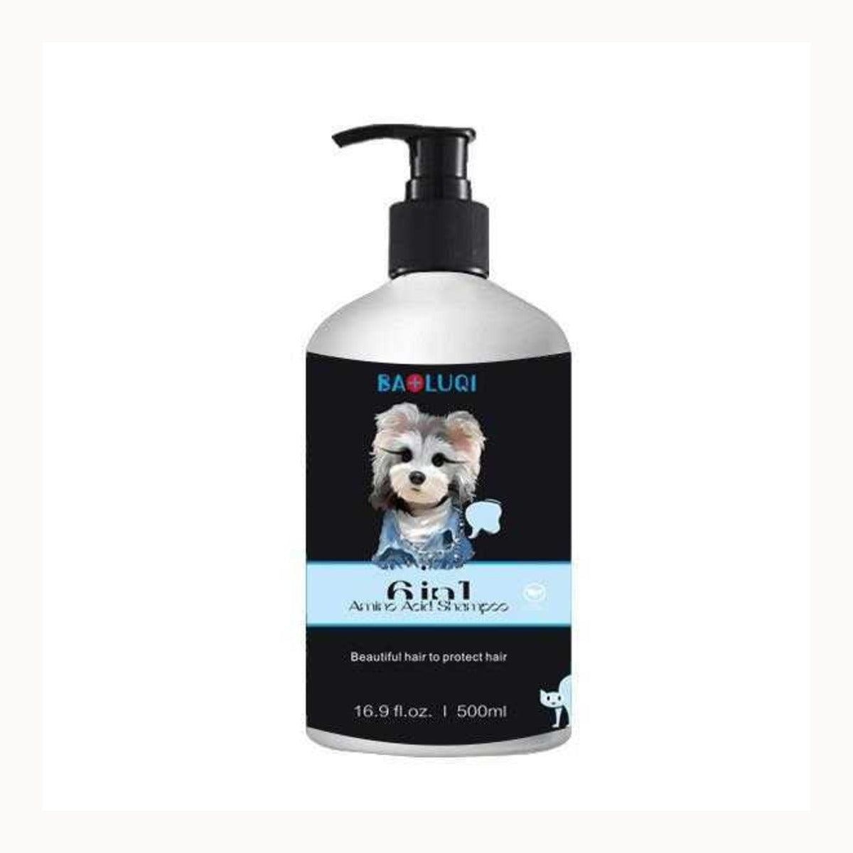 sampon pentru Caini BAOLUQI, ingrijirea si Protectia Blanii, 500 ml, Flacon Negru / Albastru