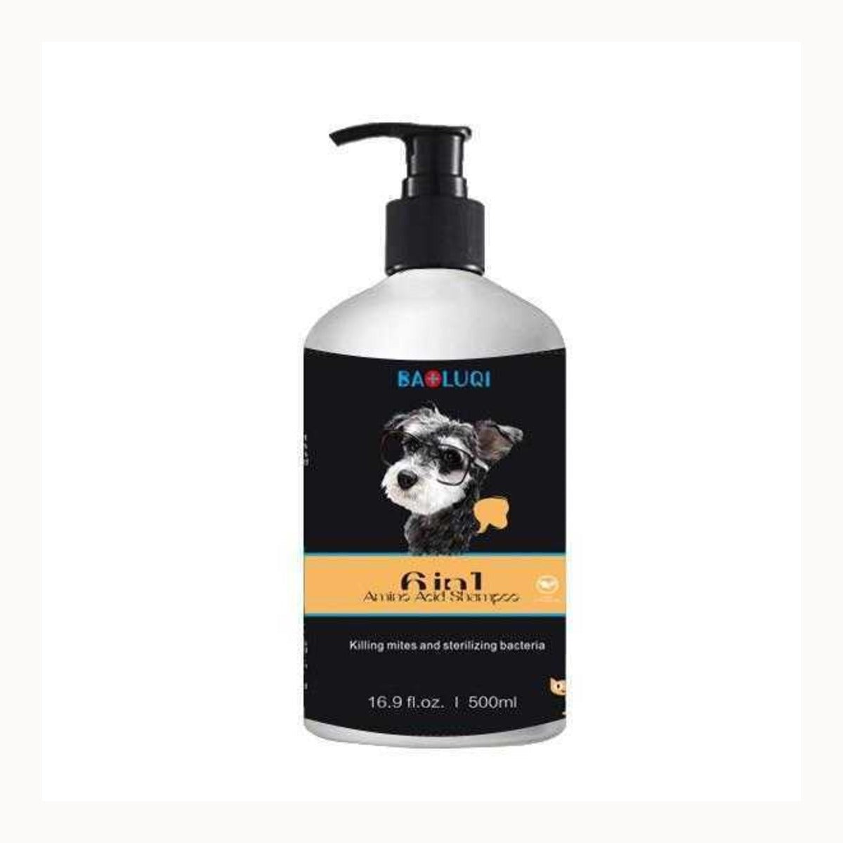 sampon pentru Caini BAOLUQI, Curatare Intensa si Igienizare, 500 ml, Flacon Negru / Portocaliu