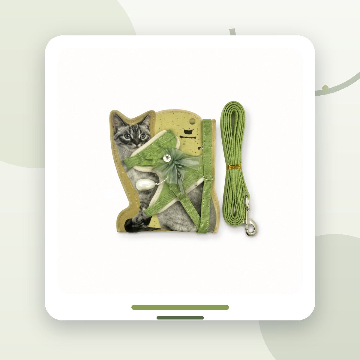Ham Tip Vestă pentru Pisici și Câini Mici cu Lesă și Fundă, Verde – imagine 2