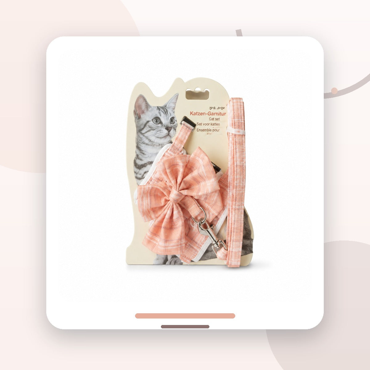 Set Zgarda si Lesa pentru Pisici si Caini Mici, cu Funda Mare, Piersica – imagine 2