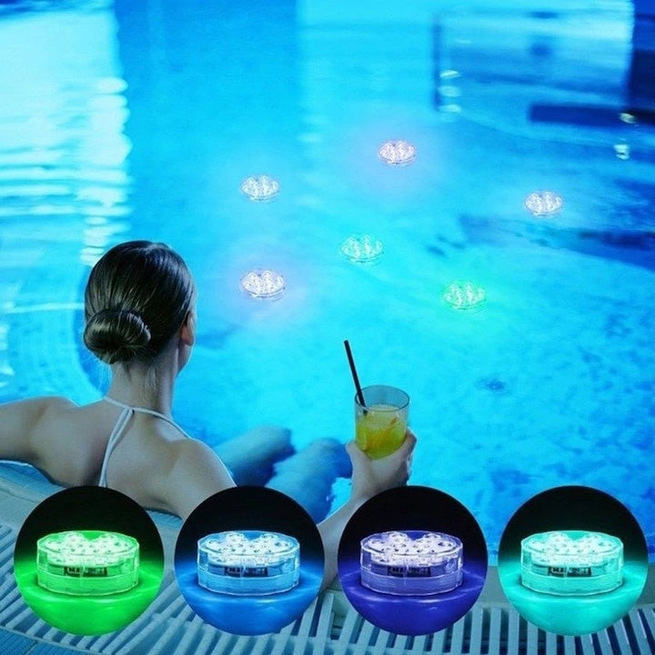 Lumina ambientala LED, subacvatica, pentru piscina, cu telecomanda, 16 tipuri de lumina, diametru 7 cm, alb