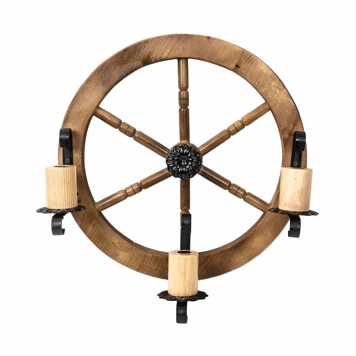 Lustra de perete din lemn, diametru 49 cm, cu bec inclus