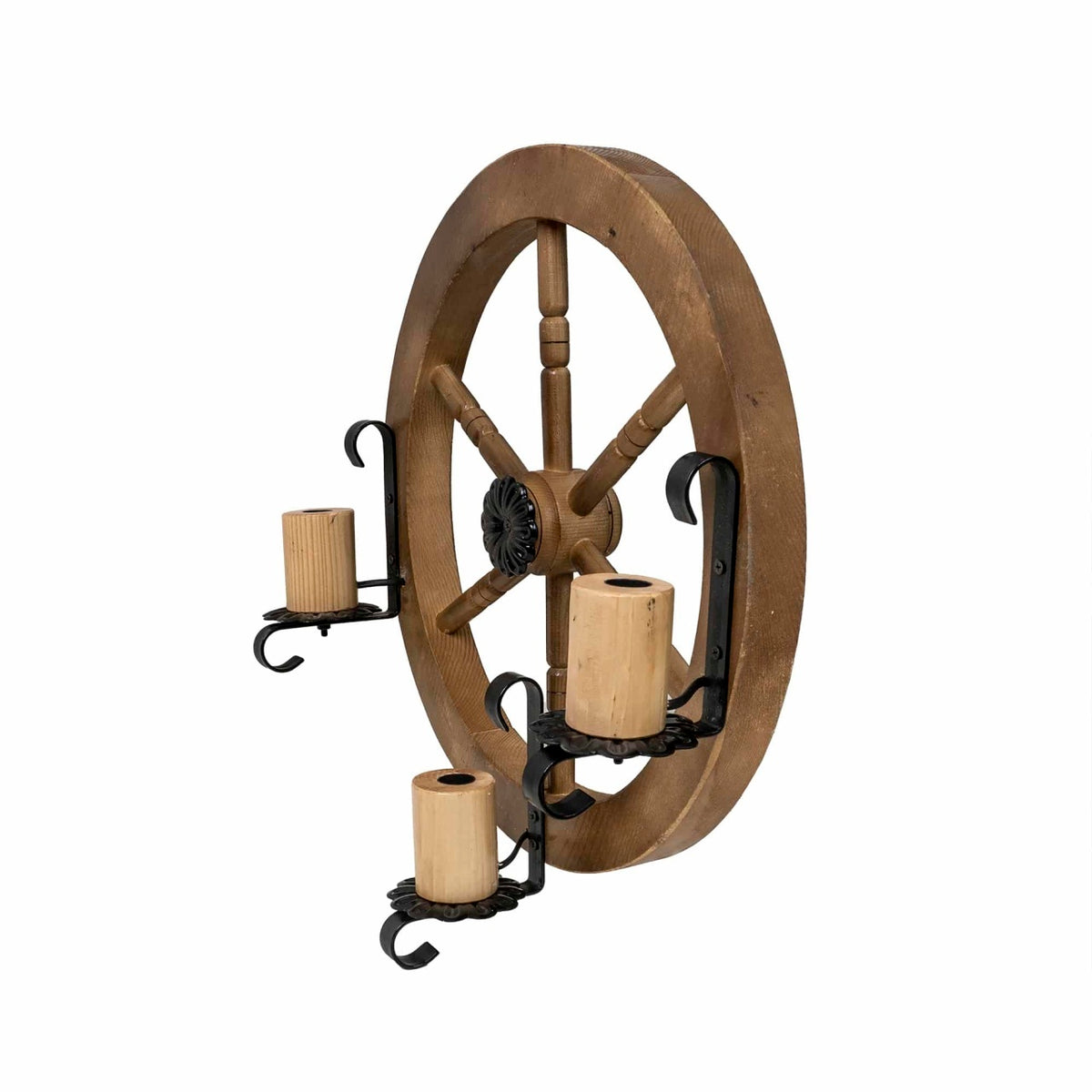 Lustra de perete din lemn, diametru 49 cm, cu bec inclus