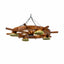 Lustra din lemn cu 4 castron, diametru total 64 cm, culoare mahon