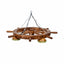 Lustra din lemn cu 4 castron, diametru total 64 cm, culoare mahon