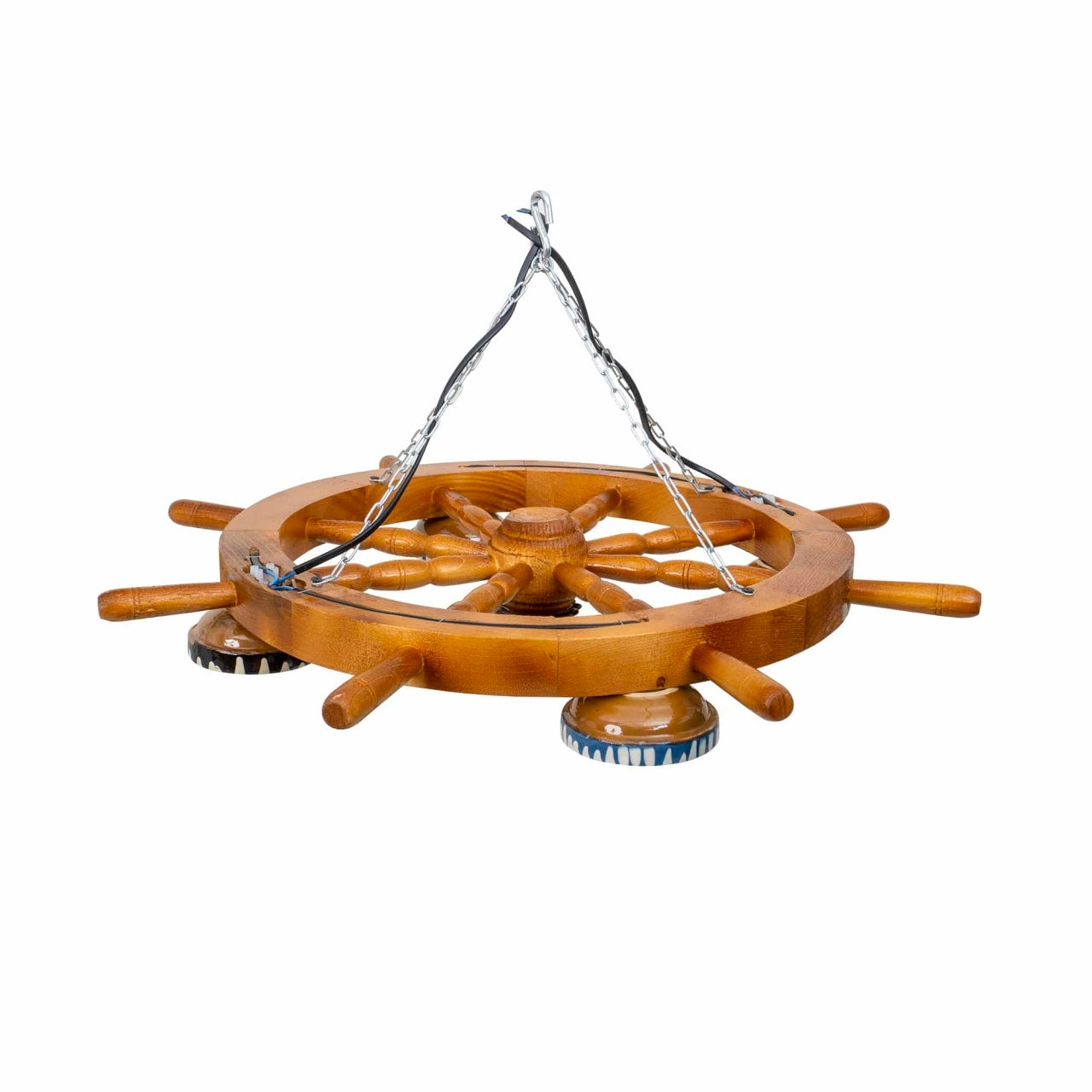 Lustra din lemn cu 4 castron, diametru total 64cm, culoare maro
