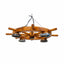 Lustra din lemn cu 4 castron, diametru total 64cm, culoare maro