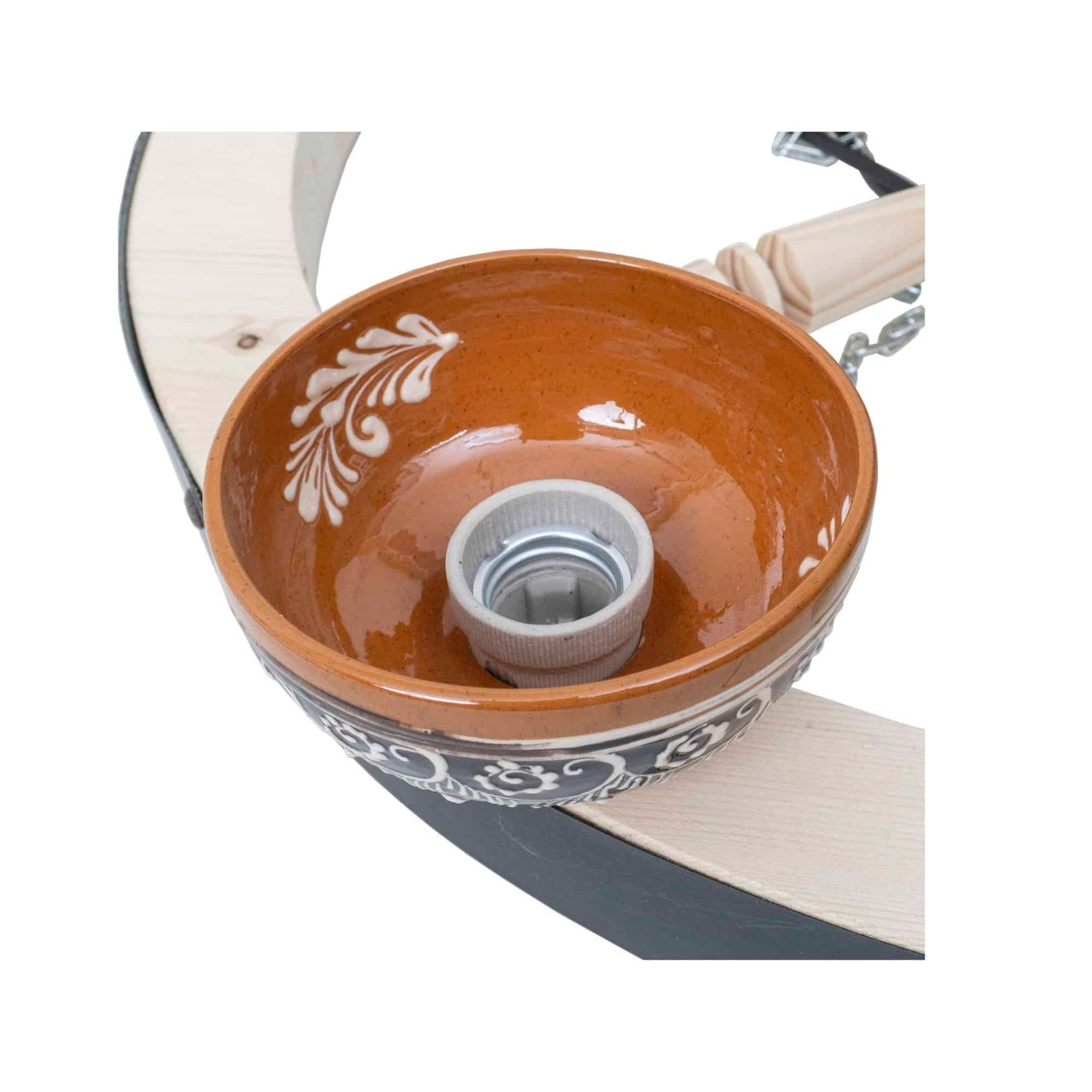 Lustra din lemn cu 5 castroane, diametru 59cm, alb