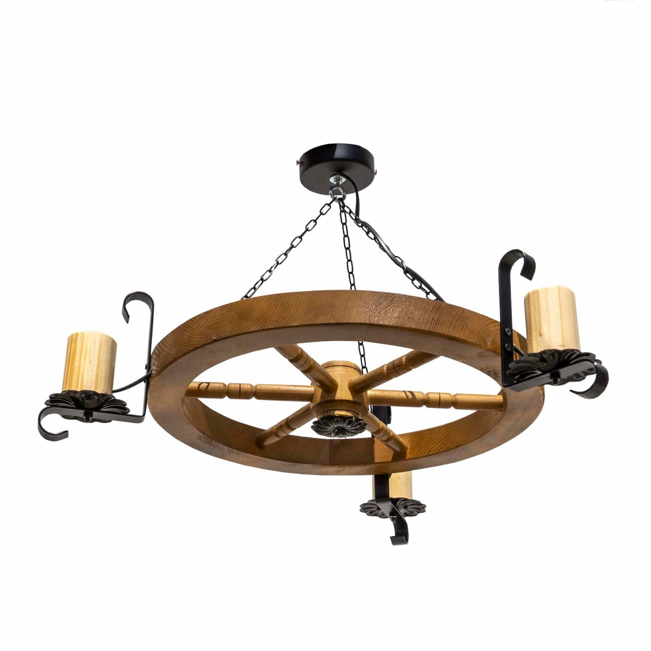 Lustra din lemn cu diametru 49 cm, soclu E14, bec inclus