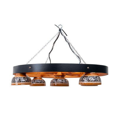 Lustra premium din lemn cu 5 castroane, diametru 59 cm, maro