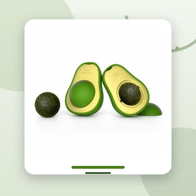 Jucărie pentru Pisici cu Minge Catnip Rotativă, Formă Avocado, Autoadezivă, Verde – imagine 2