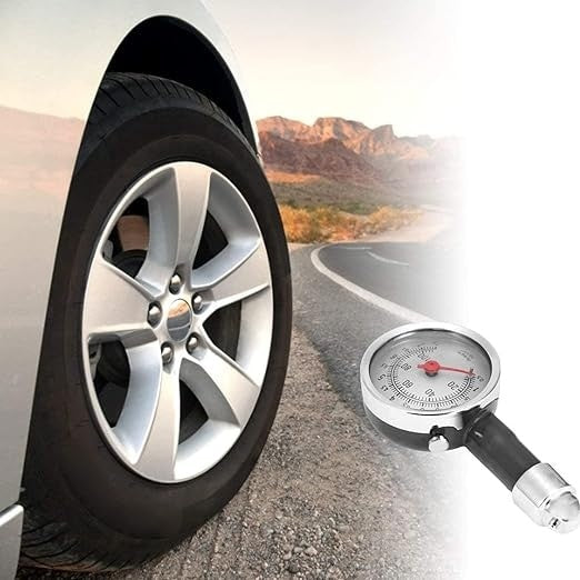 Manometru cu cadran dublu pentru presiunea anvelopelor pentru masina, auto, motocicleta, camion, negru