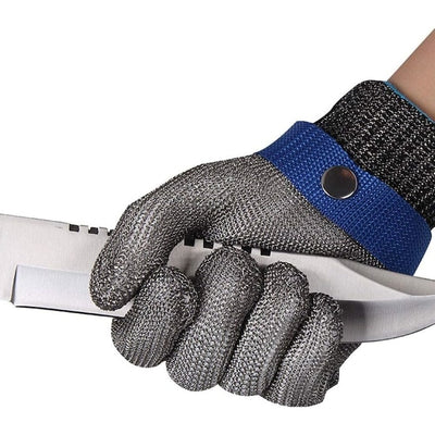 Manusi de protectie, din zale de inox, rezistente la taieturi, intepaturi, ajustabile, unisex, gri