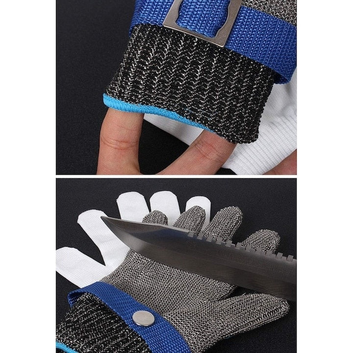 Manusi de protectie, din zale de inox, rezistente la taieturi, intepaturi, ajustabile, unisex, gri