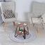 Masa de cafea, din metal si lemn, cu 2 nivele, dimensiuni 53X50 cm, cu margini rotunjite, pentru livingsi bucatarie, negru/maro