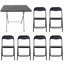 Masa plianta cu blat MDF 60x80x70cm si set 6 scaune bucatarie pliabile, negru