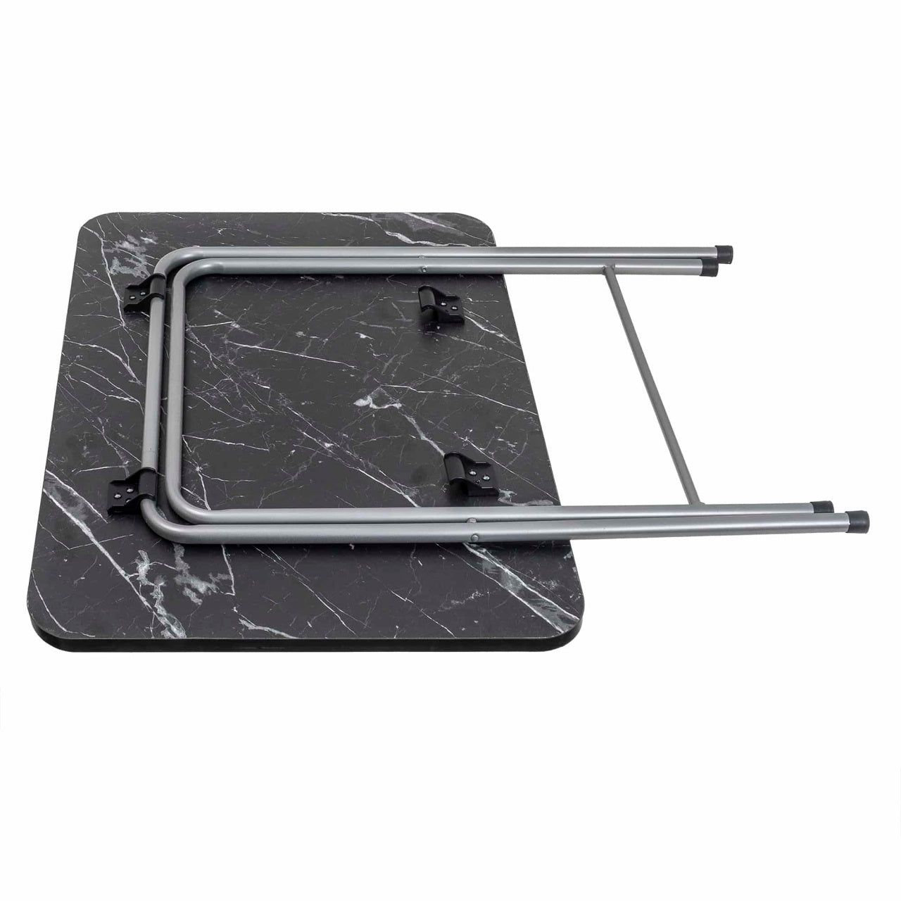 Masa plianta cu blat MDF 60x80x70cm si set 6 scaune bucatarie pliabile, negru