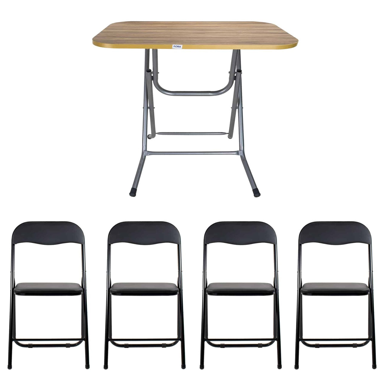 Masa plianta cu blat MDF 60x90x75 cm + 4 scaune pliabile pentru bucatarie si living