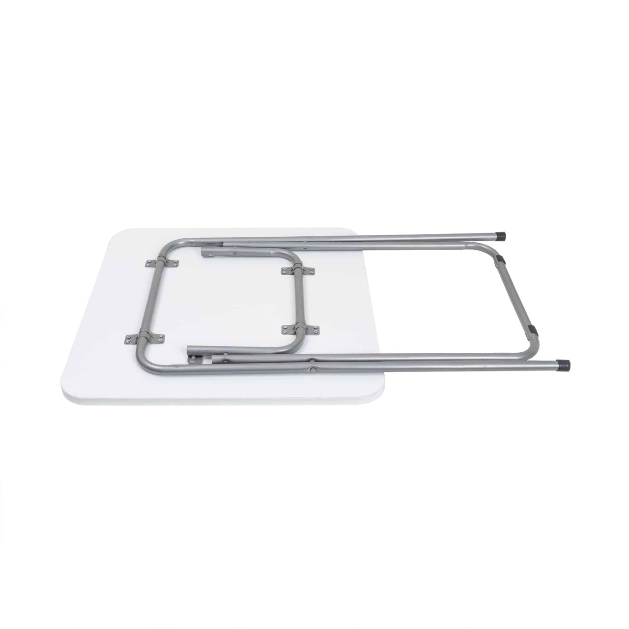 Masa plianta MDF 60x60x72 cm alba cu 2 scaune pliabile pentru bucatarie si camping