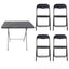 Masa plianta MDF 60x80x70cm neagra cu 4 scaune bucatarie pliabile
