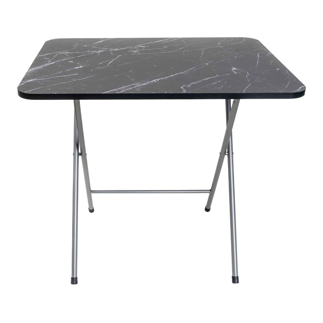 Masa plianta MDF 60x80x70cm neagra cu 4 scaune bucatarie pliabile